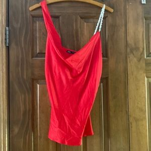 Zara Red Dressy Sleeveless Top/Blouse XS